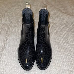 INC - black leopard rain boots - SIZE 9